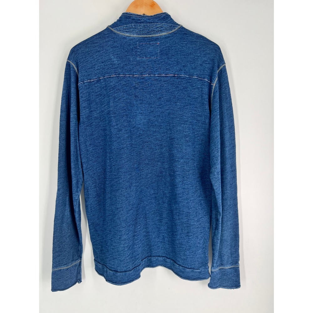 Jeremiah Mens Blue Slub Knit Henley Long Sleeve Shirt 100% Cotton Size M Indigo - Picture 2 of 10